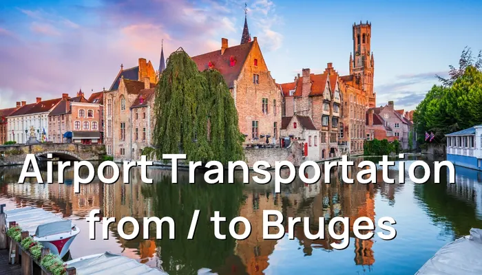Canal view of Bruges, highlighting Taxi Brussels Airport's transfer services from the airport to the picturesque city of Bruges.