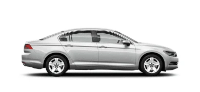 Srebrny sedan przedstawiony jako opcja Economy Sedan