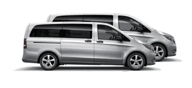 Dwa srebrne minibusy przedstawione jako opcja Minibus x2